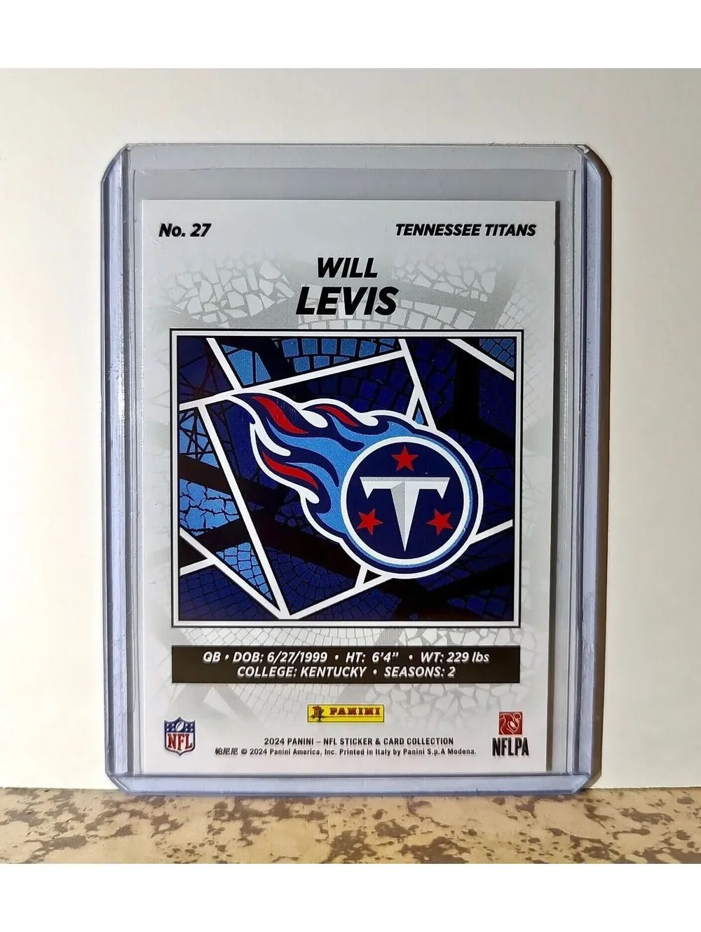 Will Levis 2024 Panini NFL #27 Sticker Card Tennessee Titans